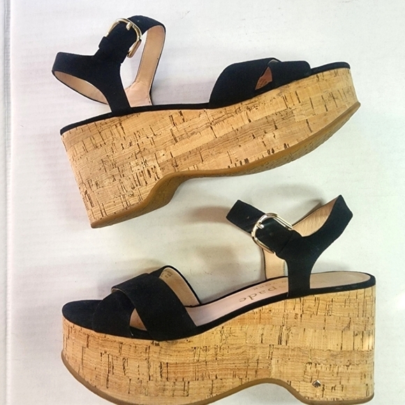 Kate Spade | Jasper Suede Platform‎ Sandals, size 10 Black - Picture 1 of 11